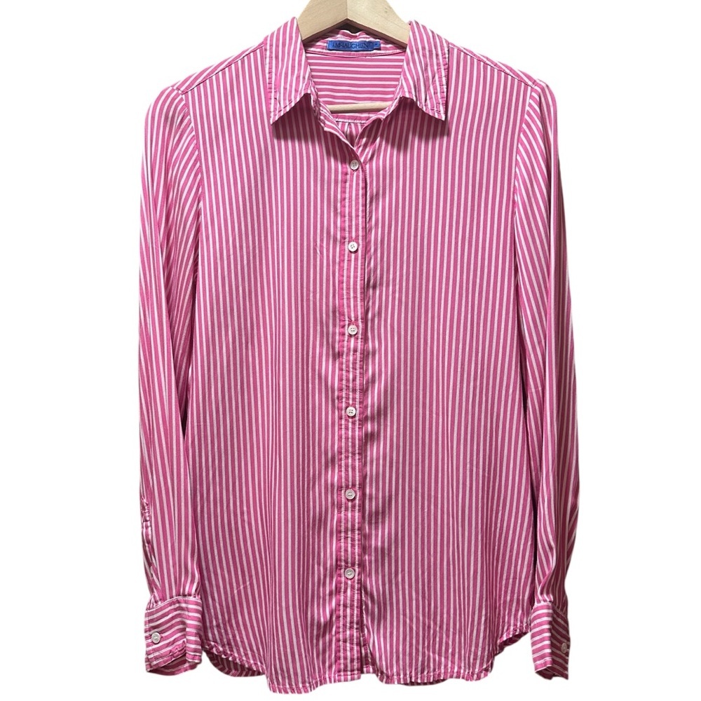 EUC J. McLaughlin Pink and White Striped Shirt